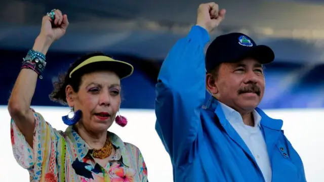 El presidente de Nicaragua, Daniel ortega y la copresidenta, Rosario Murillo.