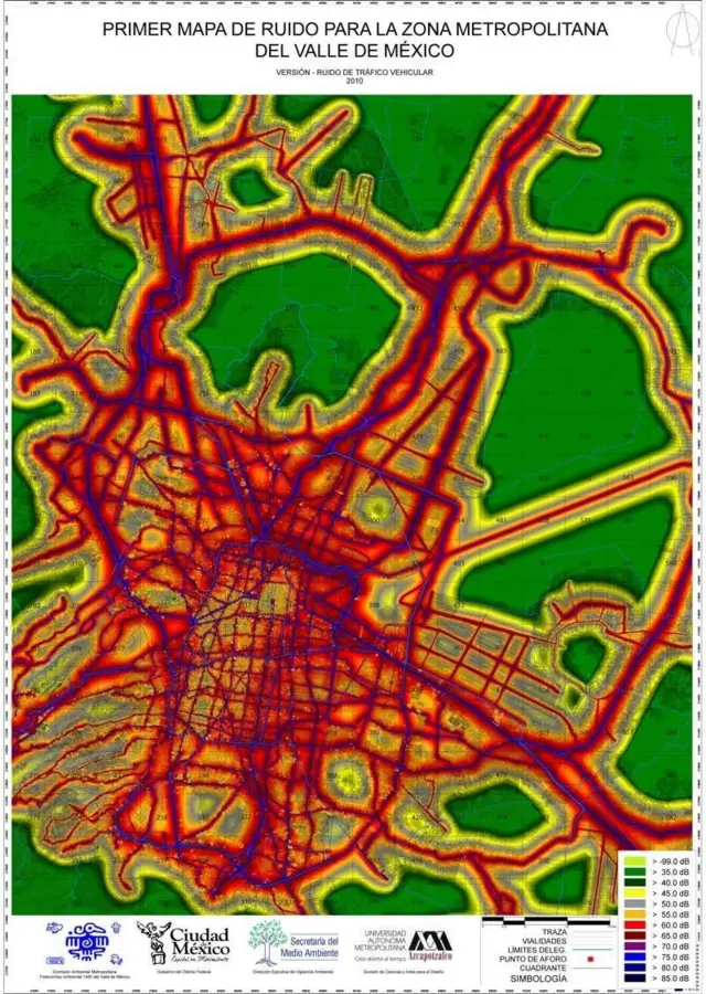 Primer Mapa de Ruido para la Zona Metropolitana del Valle de México.