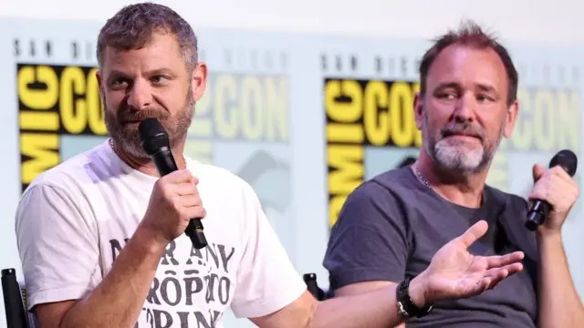Matt Stone y Trey Parker en una charla en Comic-Con en San Diego, California.