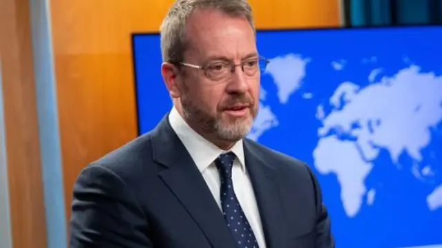 El exencargado de negocios para Venezuela, James Story en una rueda de prensa en el Departamento de Estado de Estados Unidos en Washington, D.C., el 20 de diciembre de 2019.