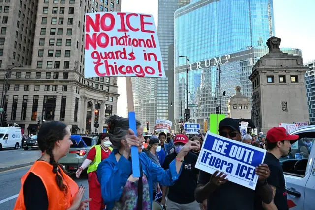 Manifestantes en Chicago
