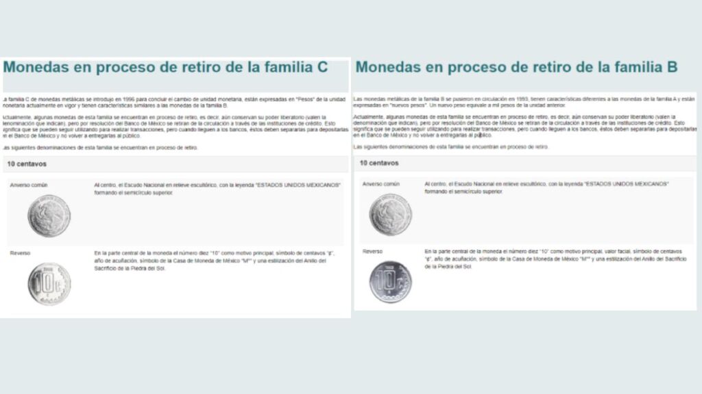 ¿Qué monedas de 10 centavos se están retirando?