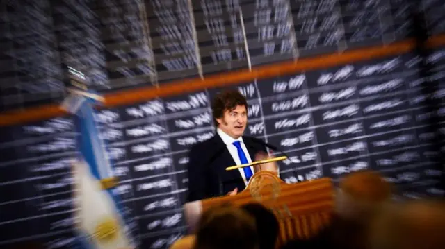 Javier Milei en un evento en la Bolsa de Buenos Aires