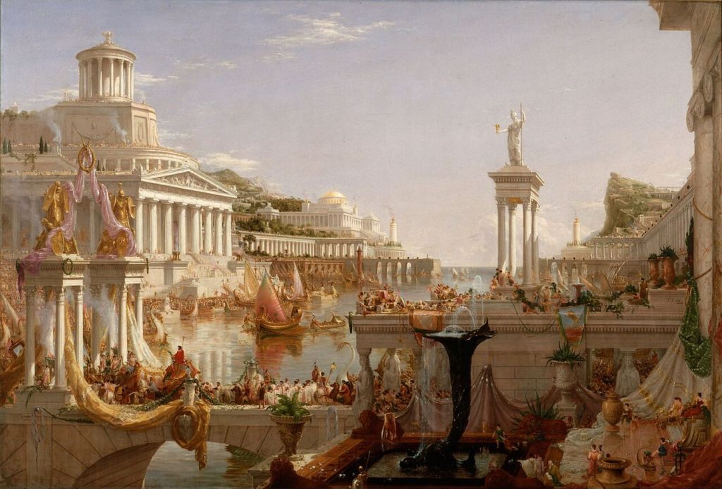 Pintura de Thomas Cole que ilustra el esplendor del Imperio romano