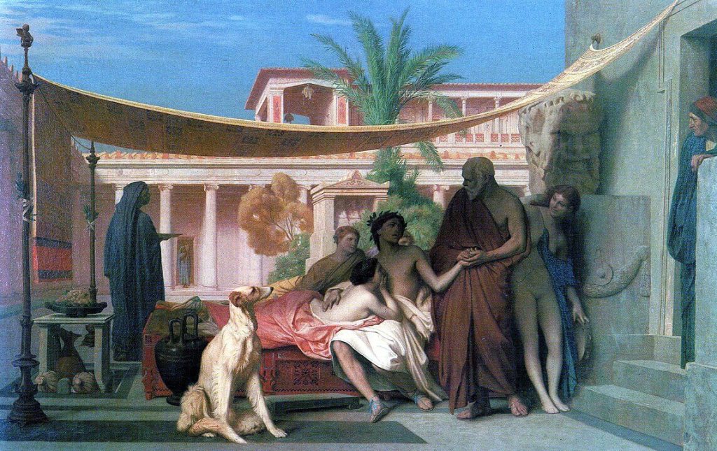 Sócrates buscando a Alcibíades en la casa de Aspasia (1861), por Jean Léon Gérôme. Wikimedia Commons.
