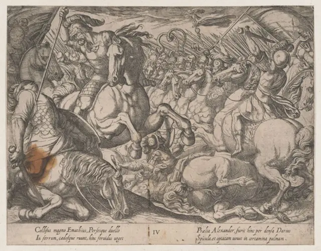 Alejandro luchando contra los persas, de Las hazañas de Alejandro Magno, 1608. Artista Antonio Tempesta.