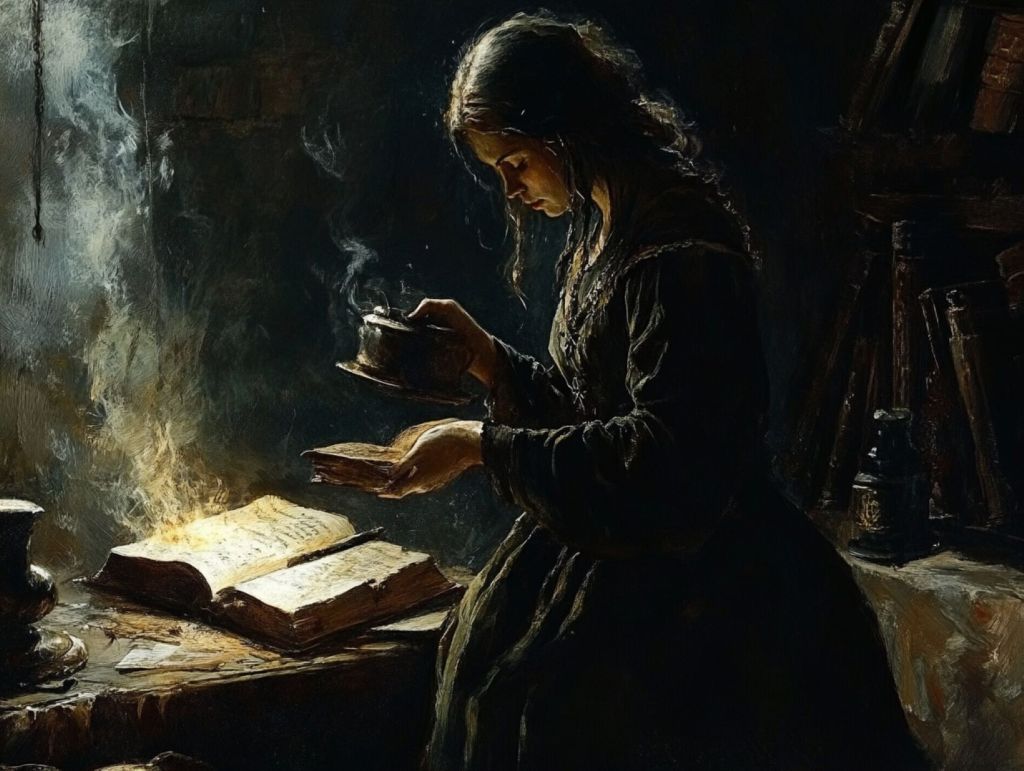 Mujer realizando un ritual