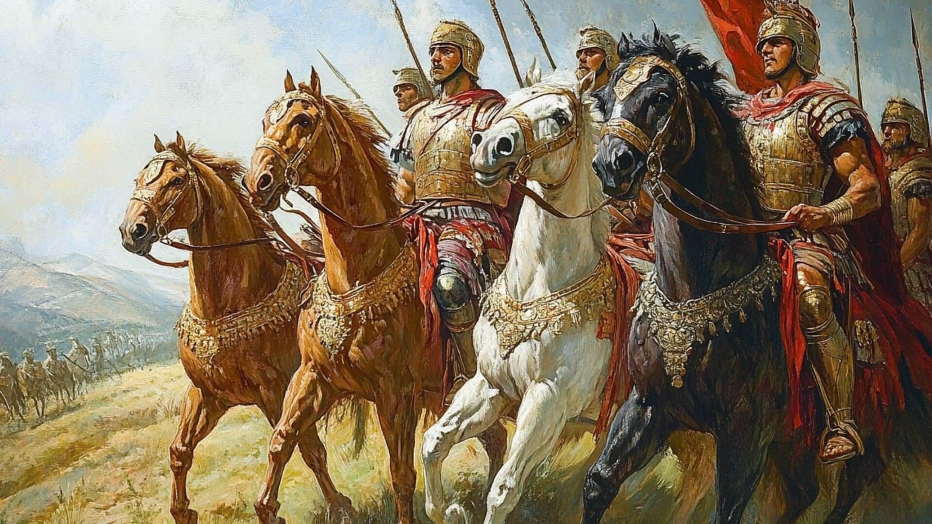 Soldados de la antigüedad a caballo