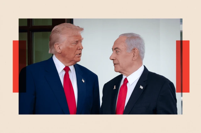 Donald Trump saluda a Benjamin Netanyahu a su llegada a la Casa Blanca el 7 de abril de 2025 en Washington D. C.