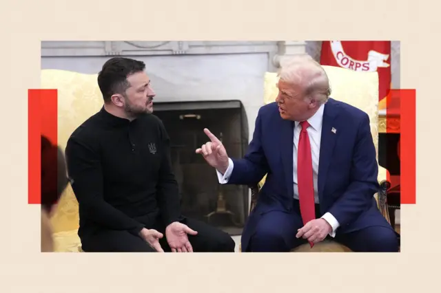 Donald Trump y Volodymyr Zelensky en el Despacho Oval de la Casa Blanca. 