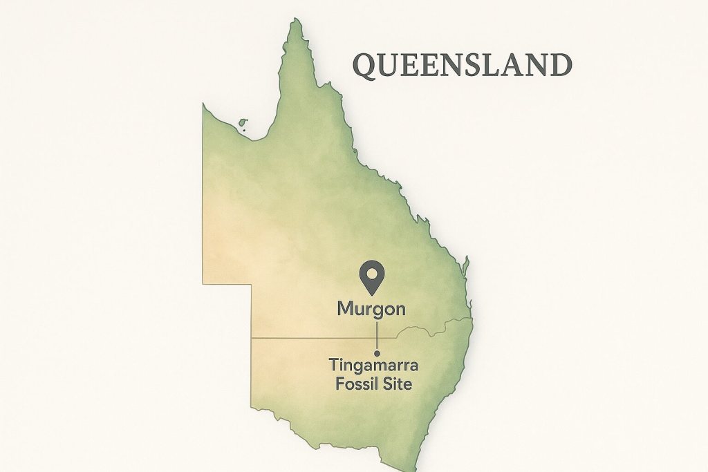 El material proviene del yacimiento de Tingamarra, un antiguo lago del Eoceno inferior.