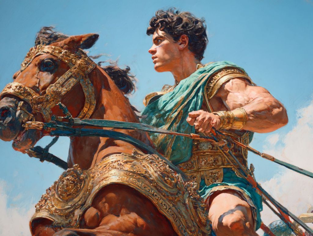 Joven montado a caballo