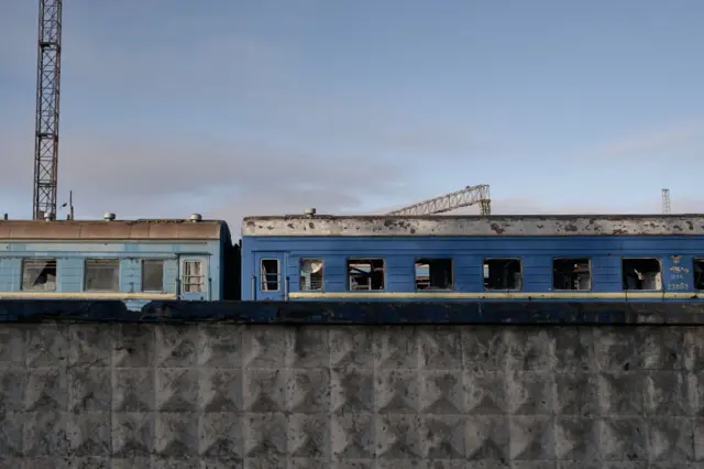 Un tren ucraniano recién atacado