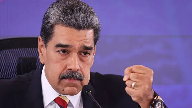 El presidente de Venezuela, Nicolás Maduro, habla durante una conferencia de prensa en el Hotel Meliá Caracas, el 1 de septiembre de 2025.
