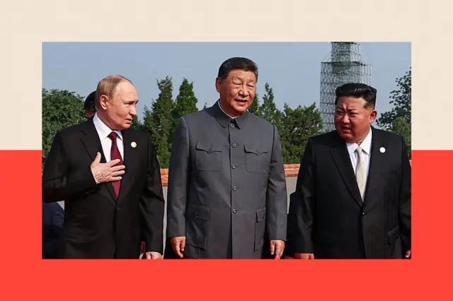  Vladimir Putin, Xi Jinping y Kim Jong Un. 