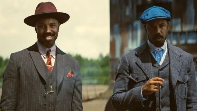 Michael B Jordan vestido como dos personajes diferentes en la película 