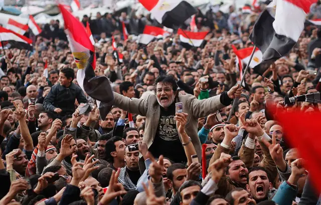 Manifestantes en la plaza Tahrir de El Cairo. 