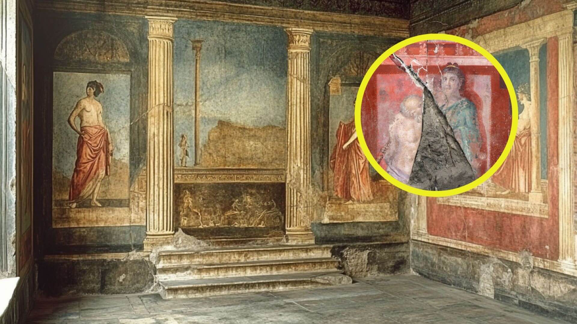 Un fresco dionisíaco emerge en Pompeya