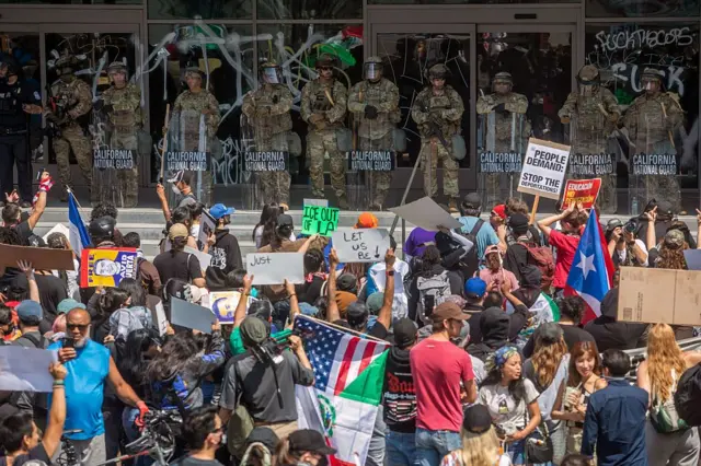 Una protesta de migrantes en Los Ángeles