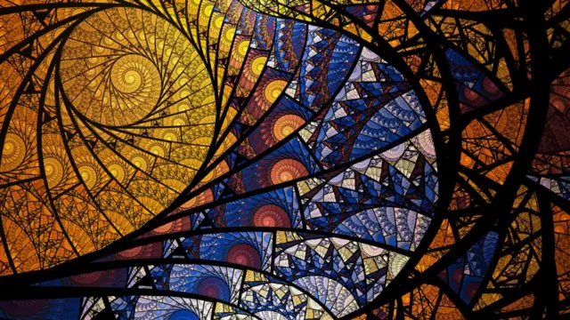 Fractales en espirales como vitral