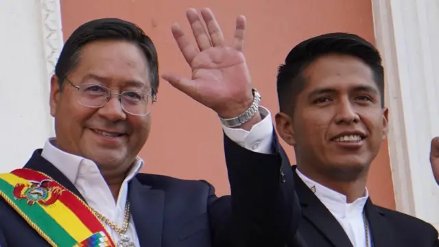 El presidente de Bolivia, Luis Arce, y el presidente del Senado, Andrónico Rodríguez en La Paz.