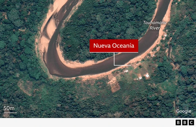 mapa que muestra al río tauhamanu y a nueva oceanía 