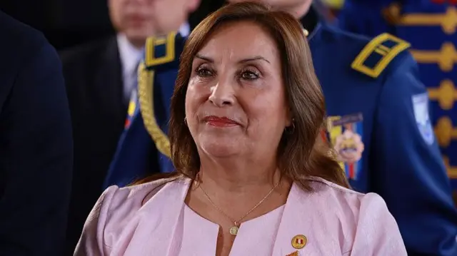 Presidenta de Peru, Dina Boluarte, en Ecuador en 2025.