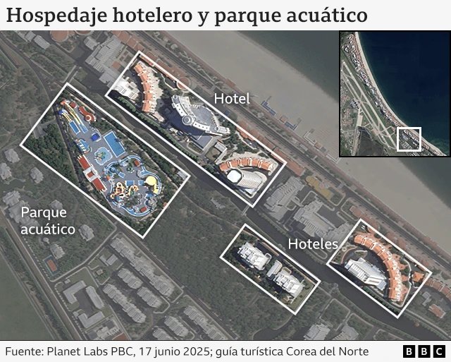 Un gráfico que muestra el complejo hotelero de Corea del Norte