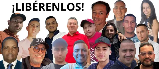 Imagen de 18 de los colombianos detenidos en Venezuela suministrada por Viky Latorre, que hace de vocera por la campaña de liberación de los familiares. 
