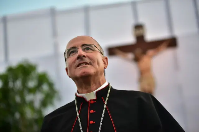 El cardenal Daniel Sturla en el Rosario de Bendiciones, en Montevideo el 27 de enero de 2018.