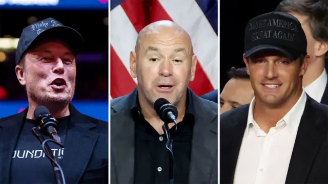 Elon Musk, Dana White y Bryson DeChambeau.