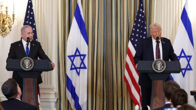 Benjamín Netanyahu y Donald Trump en una conferencia de prensa