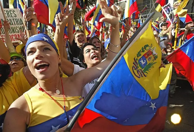 Protesta opositora en Venezuela en 2002.