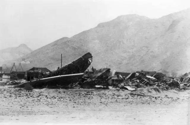 Restos del avión estadounidense siniestrado en la localidad almeriense de Palomares.