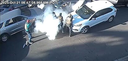 Momento del disparo a Carlitos Ricardo Parias por el ICE en Los Ángeles