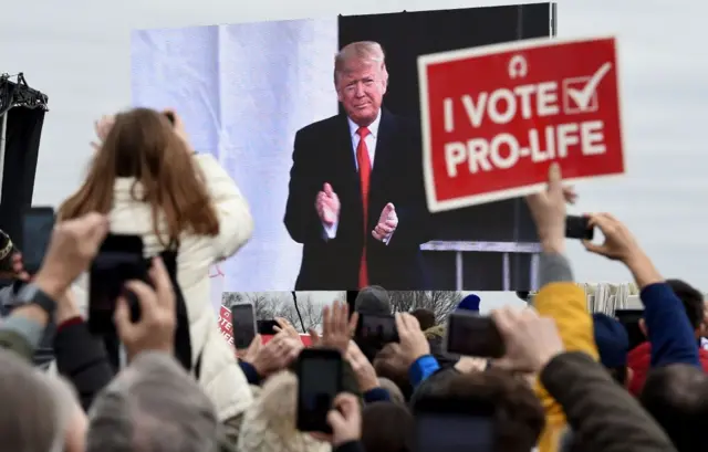 Trump durante su toma de posesión en 2017