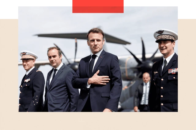 Emmanuel Macron, junto a Sebastien Lecornu.