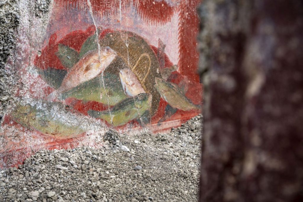 Peces en un fresco de Pompeya, Regio IX