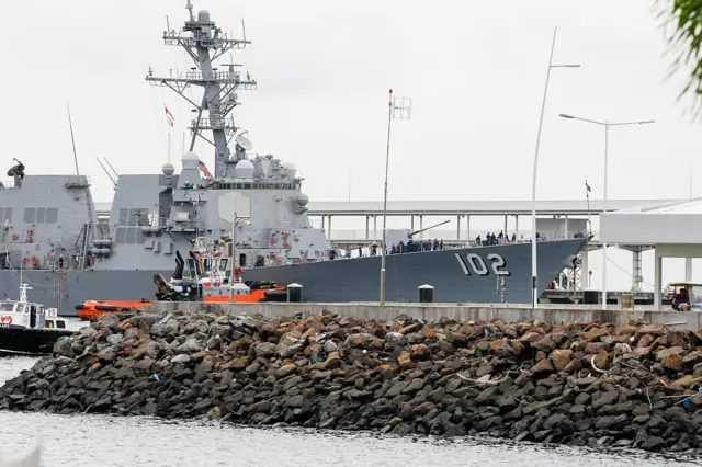 El USS Sampson, un destructor de la Armada estadounidense atracado en Panamá.