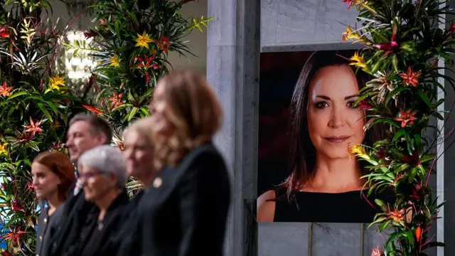 Imagen de maría corina machado en la ceremonia de entrega del premio nobel de la paz 