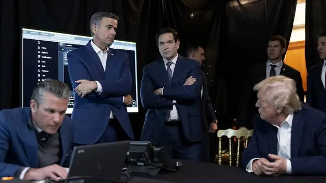 Pete Hegseth, secretario de Defensa, John Ratcliffe, director de la CIA, Marco Rubio y Donald Trump