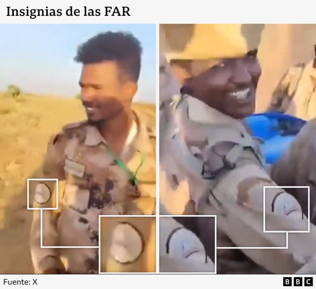 Gráfico que muestra a dos hombres con uniforme militar adornado con la insignia de las FAR