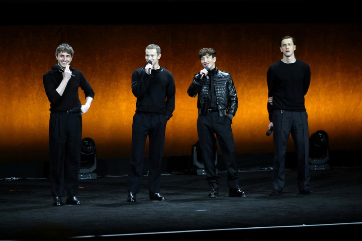 Joseph Quinn junto a Paul Mescal, Barry Keoghan y Harris Dickinson confirmando su participación la serie de biopics de The Beatles. Foto: Reuters/Steve Marcus