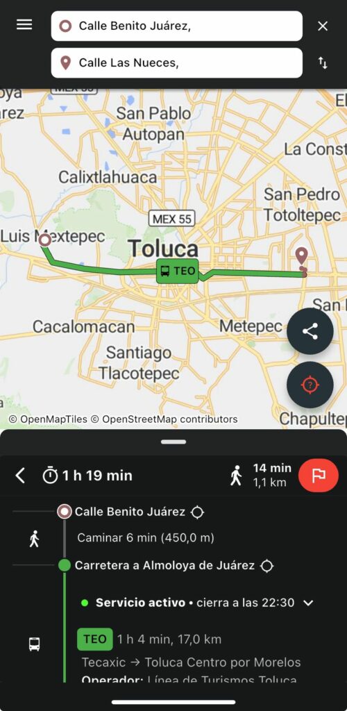 Aplicación de Transporte público de Edomex