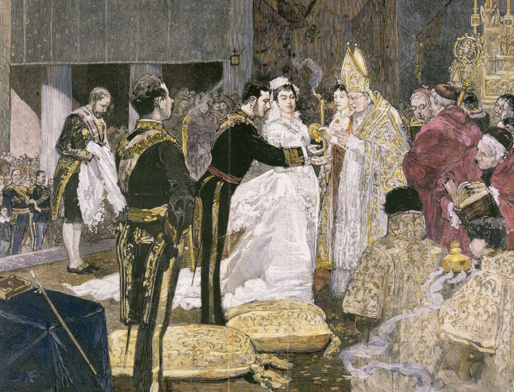 Boda entre Alfonso XII y María de las Mercedes de Orleans y Borbón