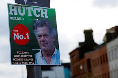 Un cartel electoral de Gerry Hutch, 'El Monje', en el centro de Dublín, el 19 de noviembre.