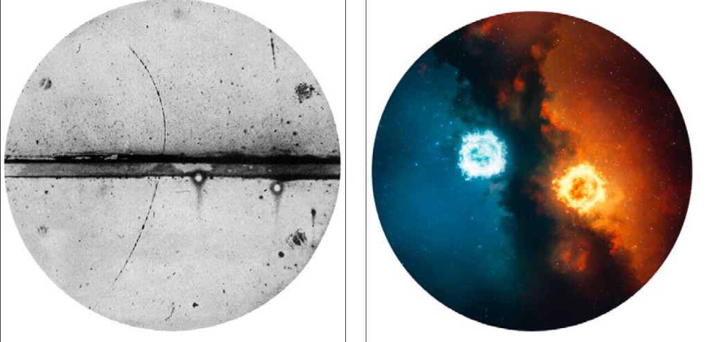 Imagen del primer positrón identificado por el físico Carl David Anderson en 1932. ASC El encuentro de una partícula con su antipartícula produce una aniquilación de las mismas.