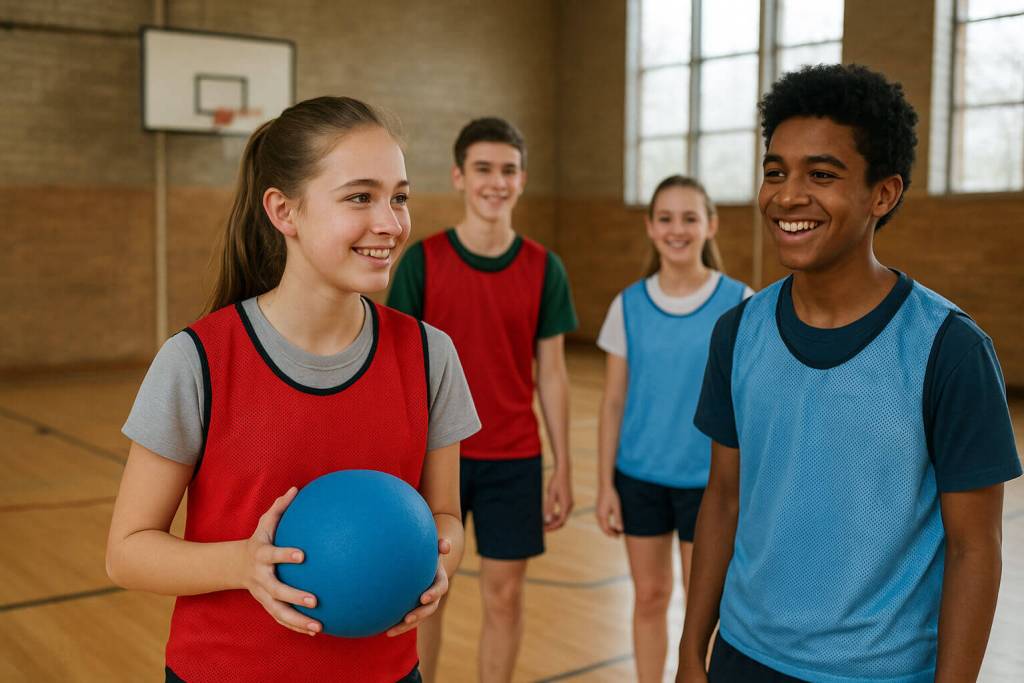 Clase de educación física en el gimnasio. Gamificación