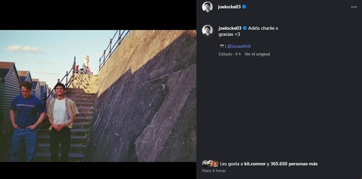 Joe Locke se despidió de su personaje en Heartstopper tras culminar el rodaje. | Foto: instagram