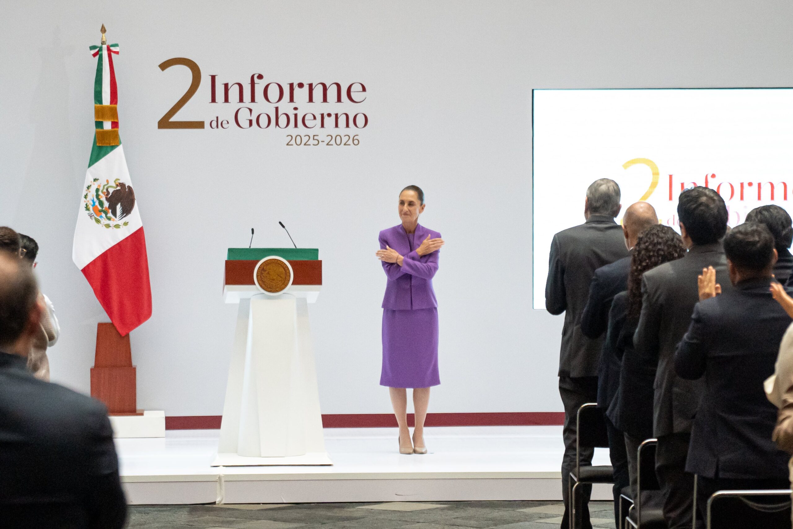 Claudia Sheinbaum durante el 2do informe de Gobierno, en el Patio de Honor de Palacio Nacional.